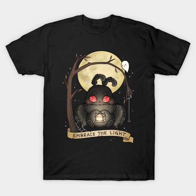 Embrace The Light Baby Mothman Cute Spooky Cryptid T-Shirt by TheGhoulishGarb